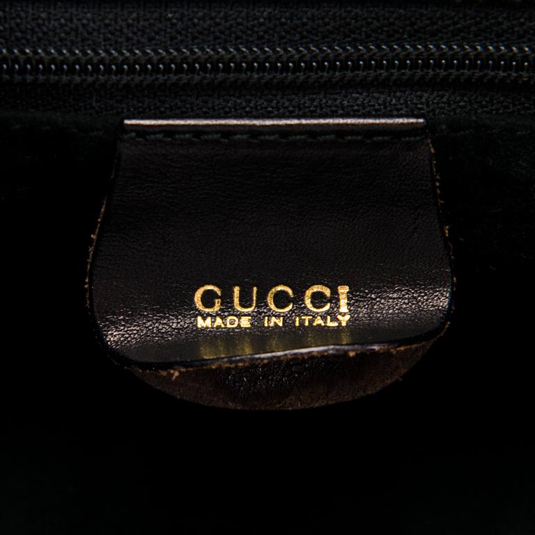 GUCCI 1980s Black leather Woven Hobo Bag.