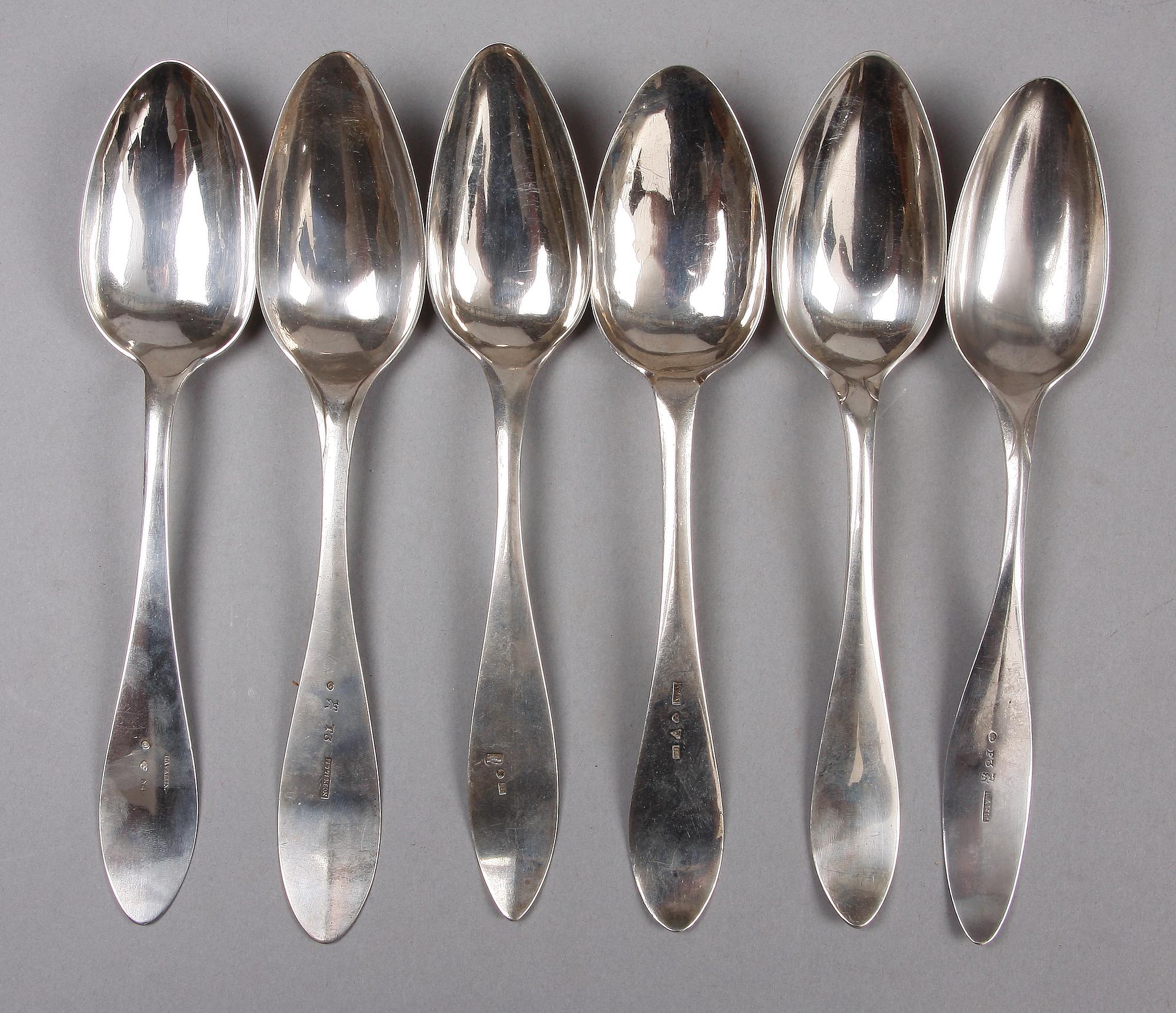 MATSKEDAR, 6 st, silver, Sverige 1800-talets första hälft, bla A. Rahm, Norrköping 1812.