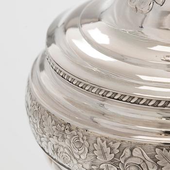 A lidded silver sugar bowl, maker's mark of Carl Johan Österman, Turku, Finland 1842.