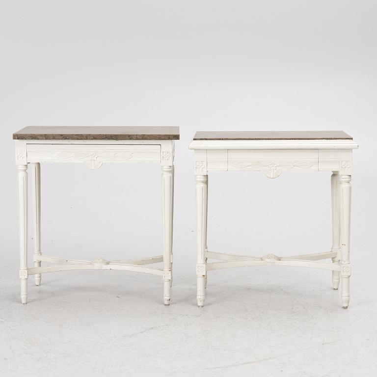 Two side tables, Gustavian style, 20th century.