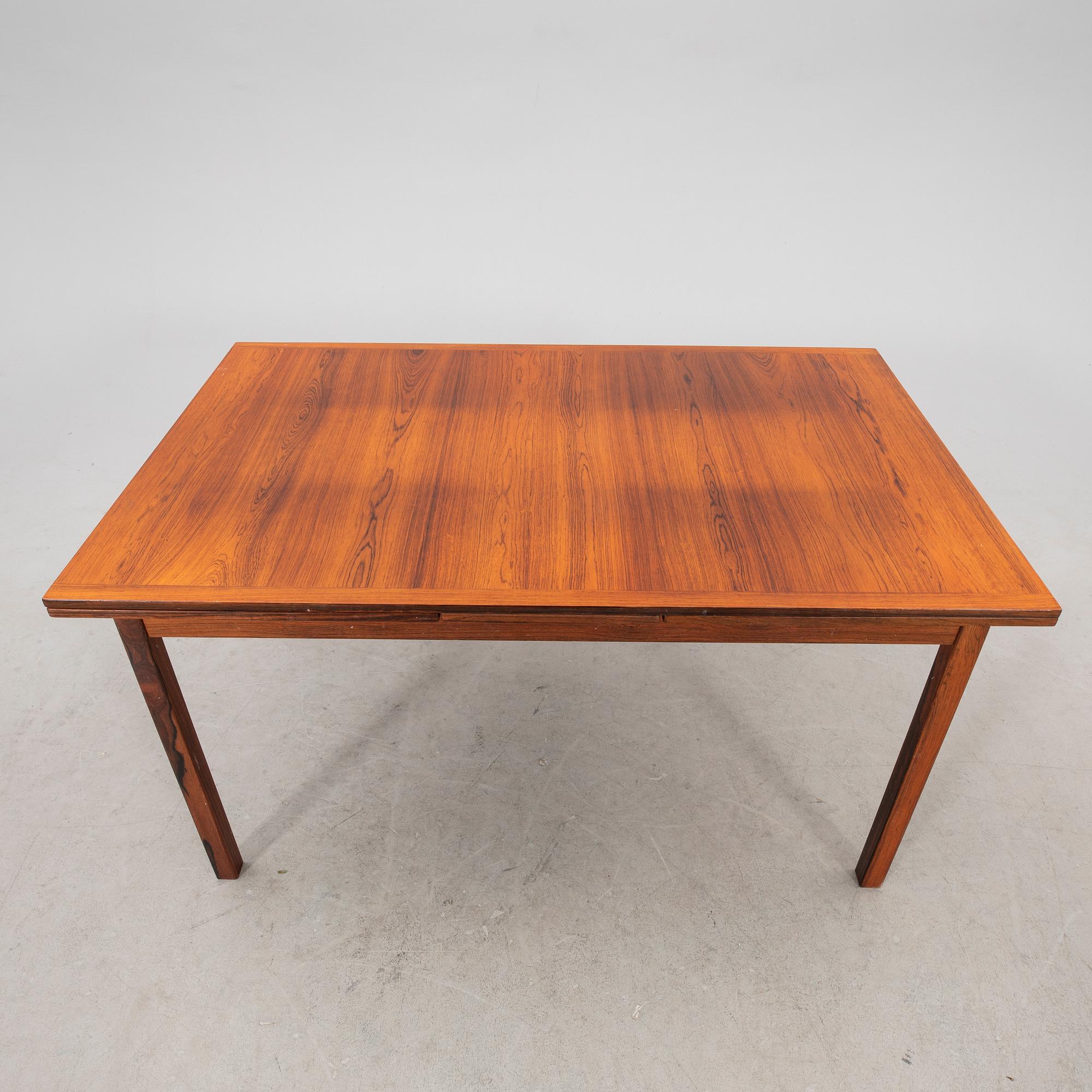 A Nils Jonsson jakaranda dining group 7 pcs Troeds Bra Bohag, Bjärnum, mid-20th century.