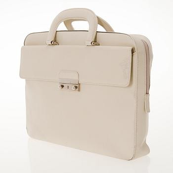 VERSACE White Leather Briefcase.