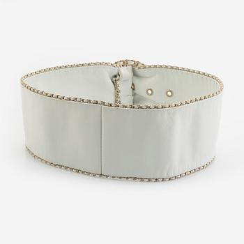 Chanel, a white leather belt.