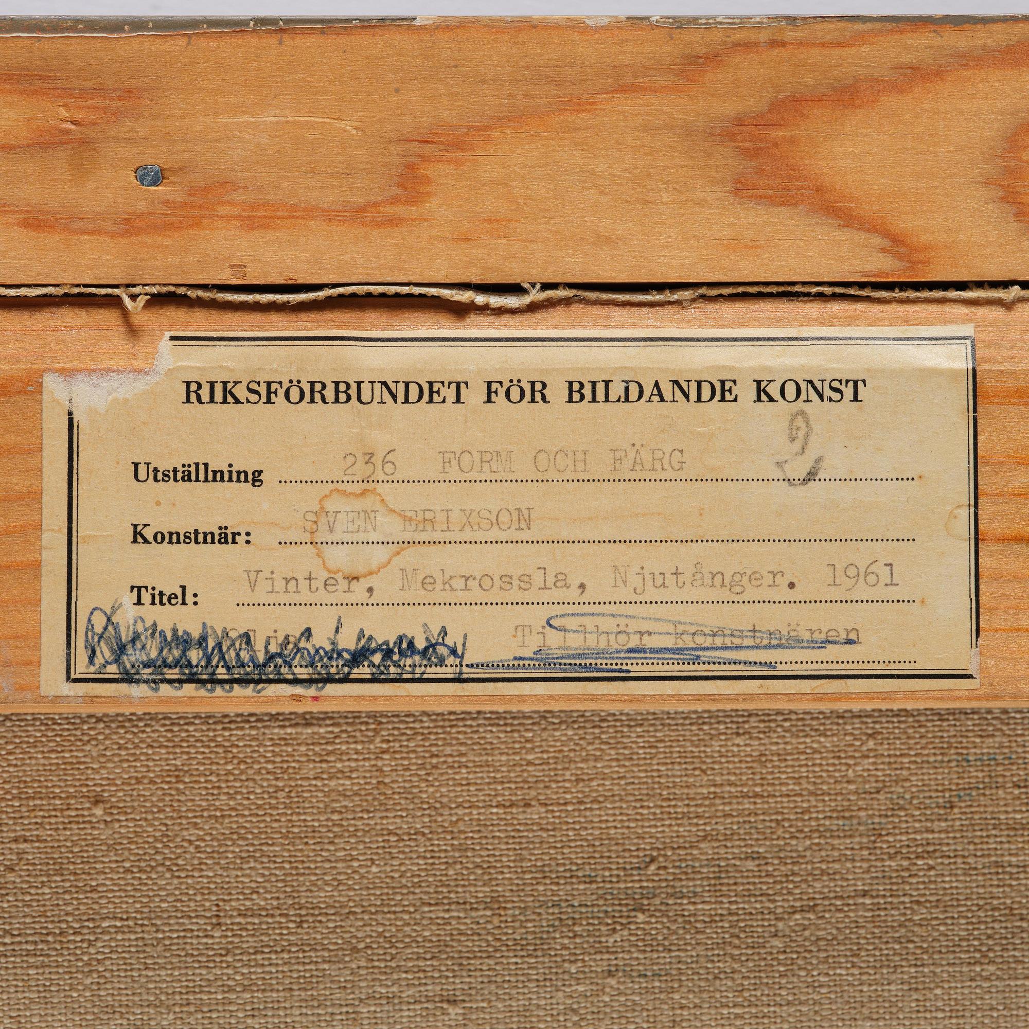 Sven X:et Erixson, "Vinter, Mekrossla, Njutånger".