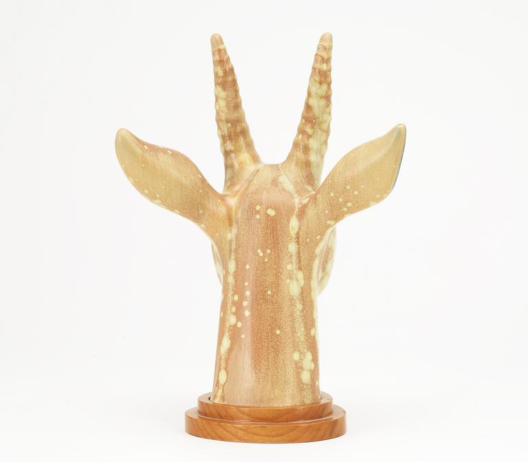 A Gunnar Nylund stoneware figure of an antelope's head, Rörstrand.