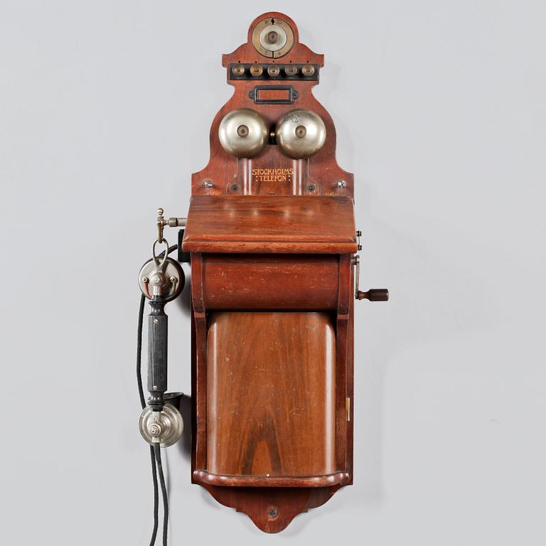 VÄGGTELEFON, Stockholms Telefon, 1900-talets början.
