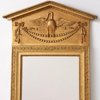 A late Gustavian giltwood mirror, Stockolm circa 1800.