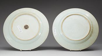 A pair of famille rose chargers, Qing dynasty, Qianlong (1736-95).