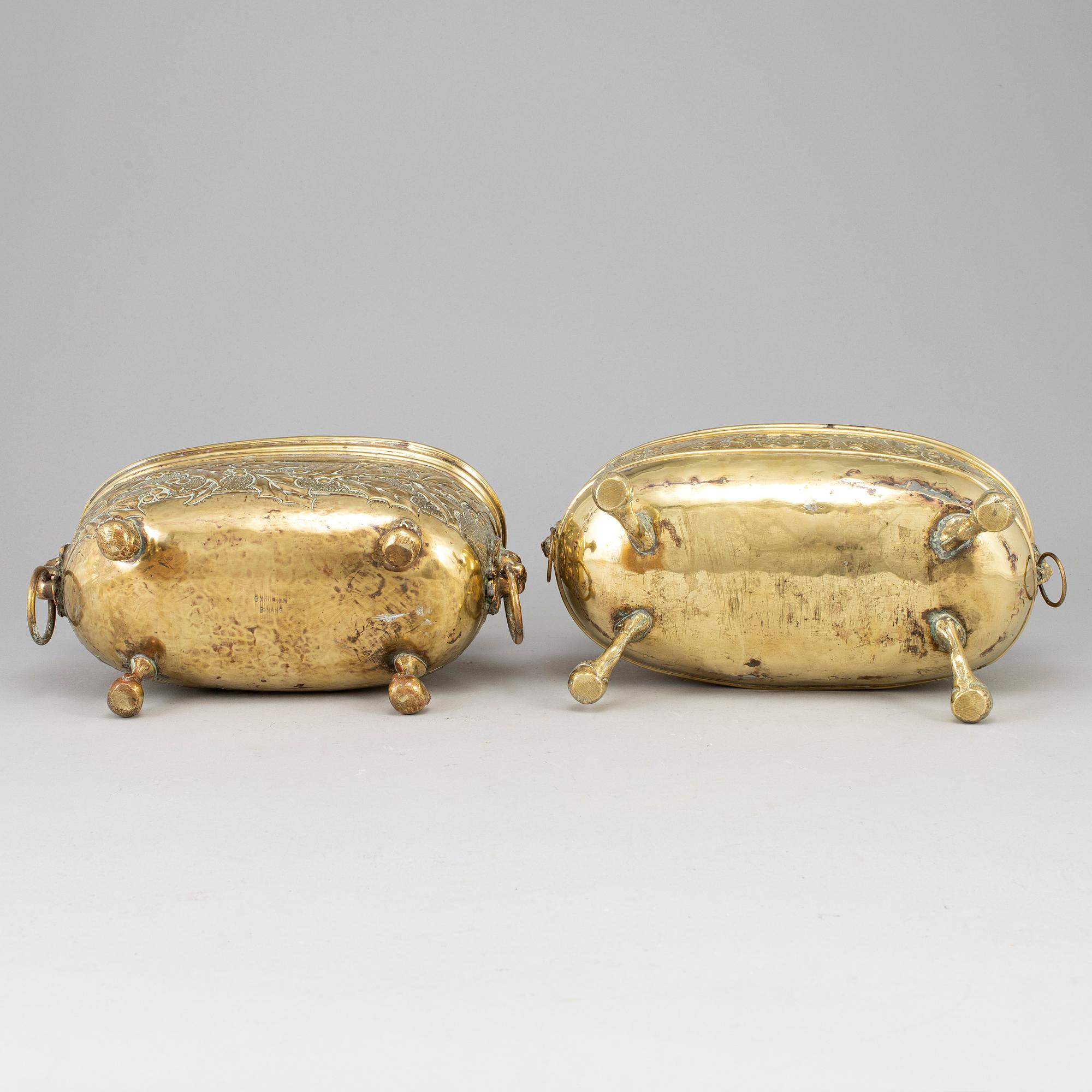 Two 19th century brass jardinieres.