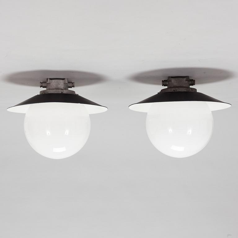 Paavo Tynell, a pair of mid-20th century '91100' out door lights/ ceiling lights for Idman Finland.