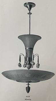 Harald Notini, a model "6658" ceilinglamp, Arvid Böhlmarks Lampfabrik, Stockholm, 1930s.
