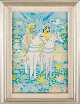 ALY BEN SALEM, gouache, signerad.