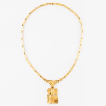 A Björn Weckström, necklace "Offer stone" 18K gold with aquamarine. Lapponia 1973.
