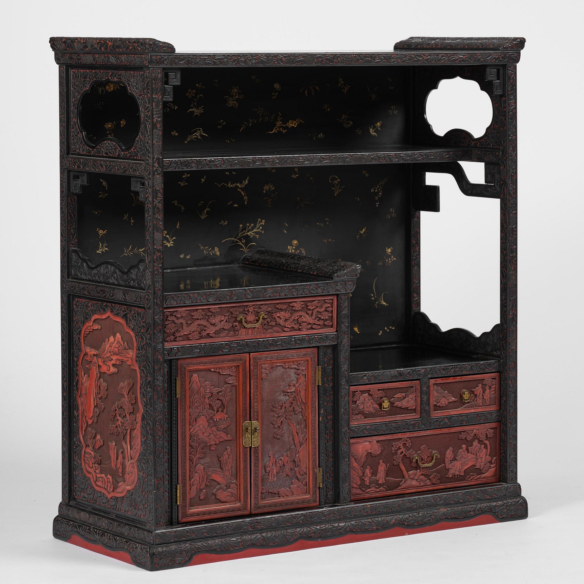 A lacquer display cabinet, late 19th century.