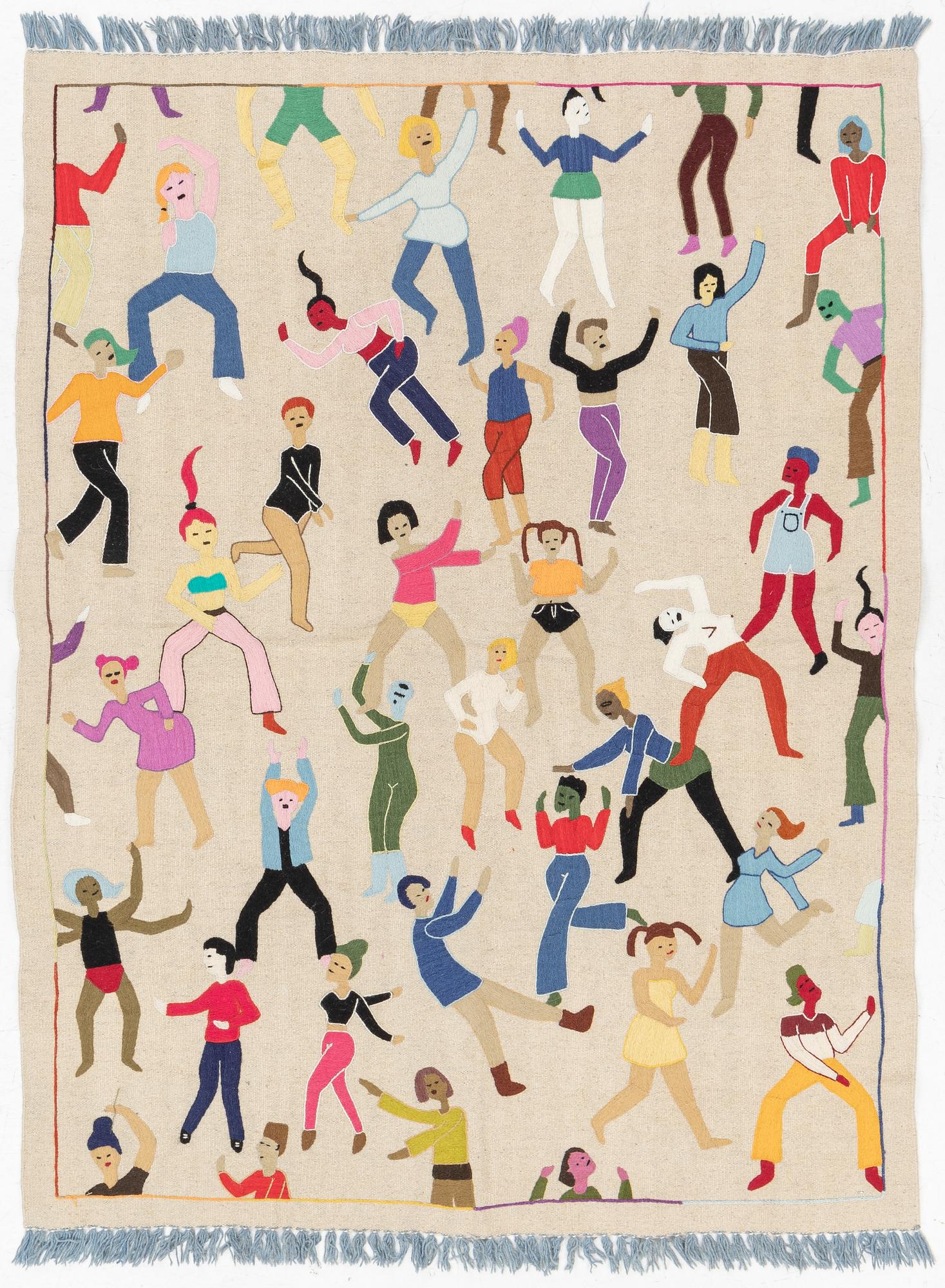 A hand-embroidered kilim rug, c. 193 x 146 cm.