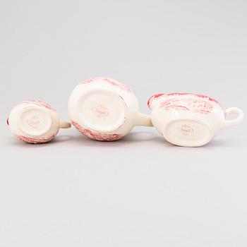 MATSERVIS, 157 delar, flintgods, "Bengali, röd", Rörstrand, 1940-tal.