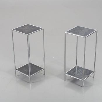 A pair second half of the 20th century marble and metal sideboards/flowertables.