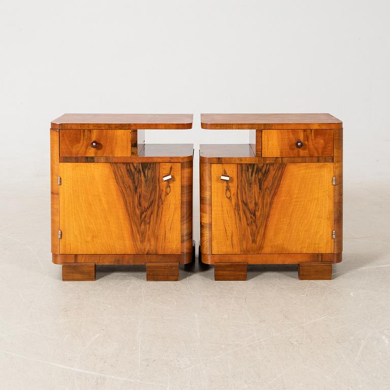 Nightstands, a pair, Art Deco, first half of the 20th century.