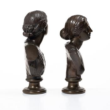 Ferdinand Barbedienne, Two busts, late 19th century.