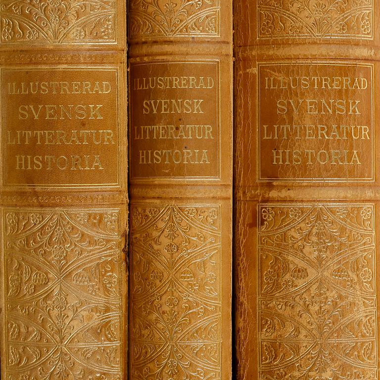 BOKPARTI OM SVENSL LITTERATURHISTORIA, 13 vol, bla Den svenska litteraturen, I-IV, Lönnroth o Delblanc, 1987-89.
