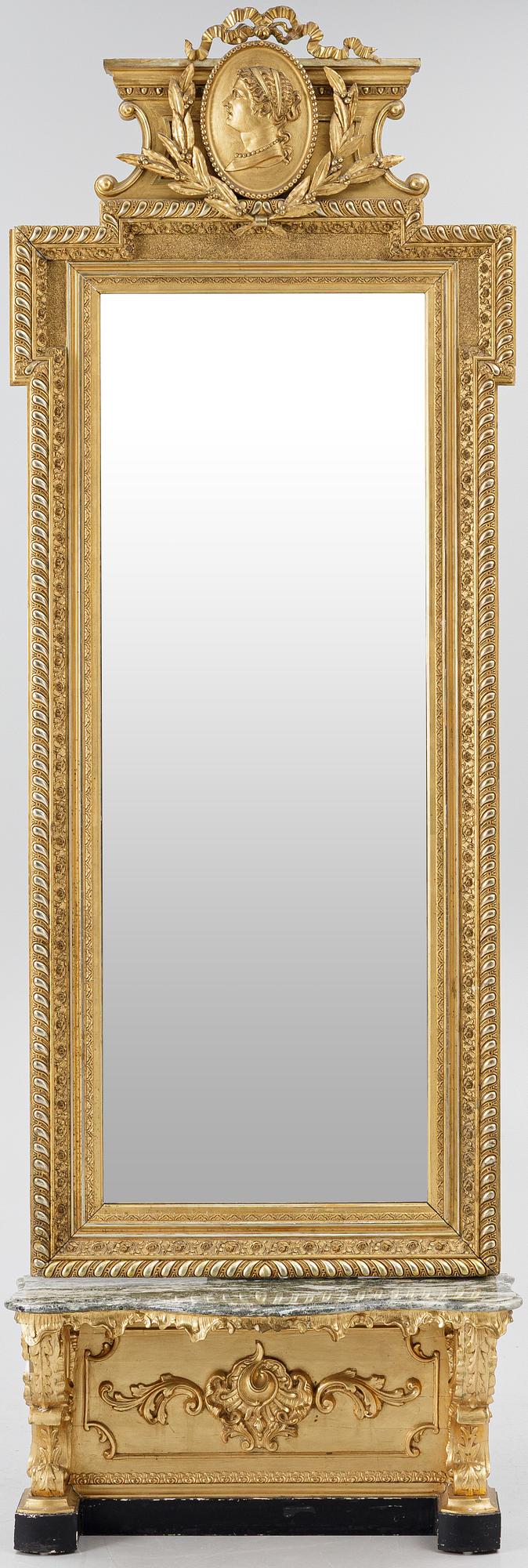 Spegel med konsolbord, 1800-talets slut.