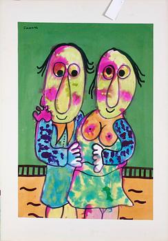 CLAUDE FLAVET, blandtekniker, 3 st, sign och dat -73.