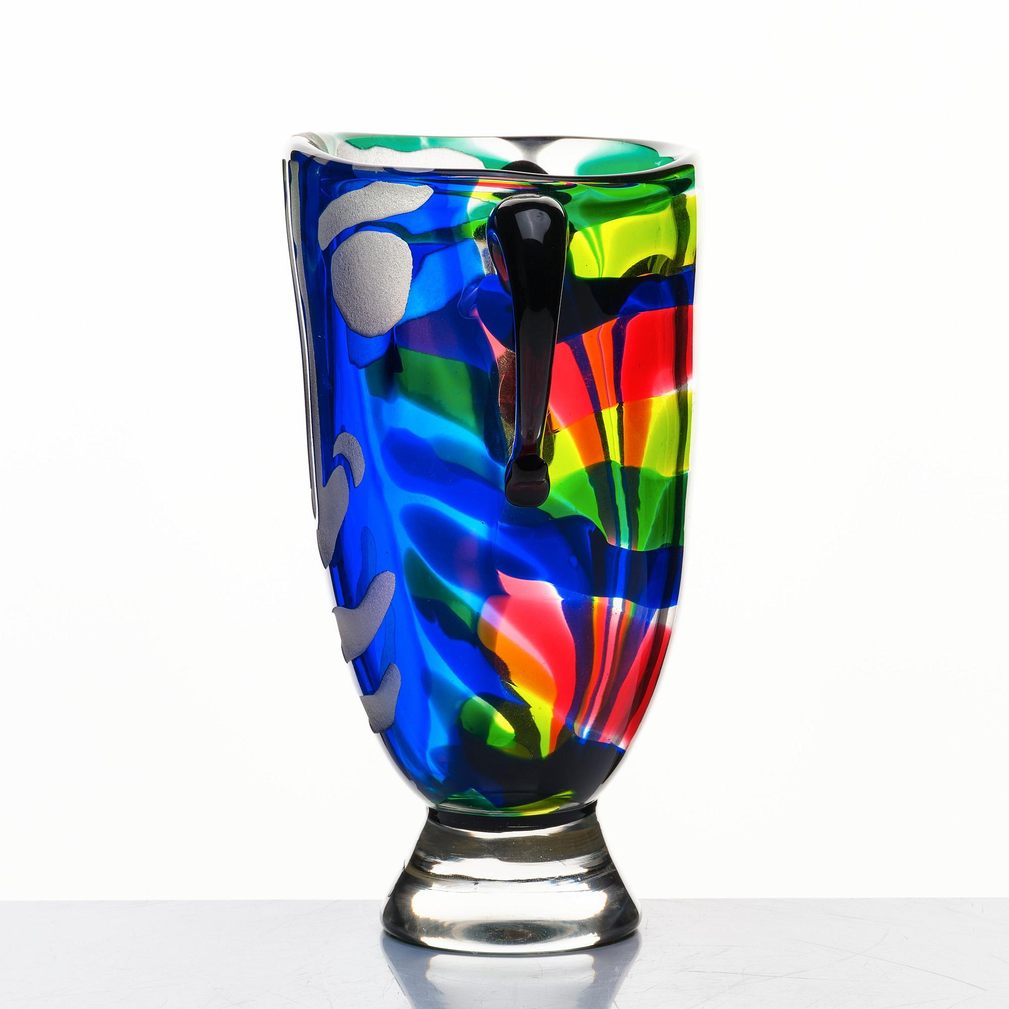 Bengt Lindström, a blasted glass vase, Kosta Boda, numbered 9/95.