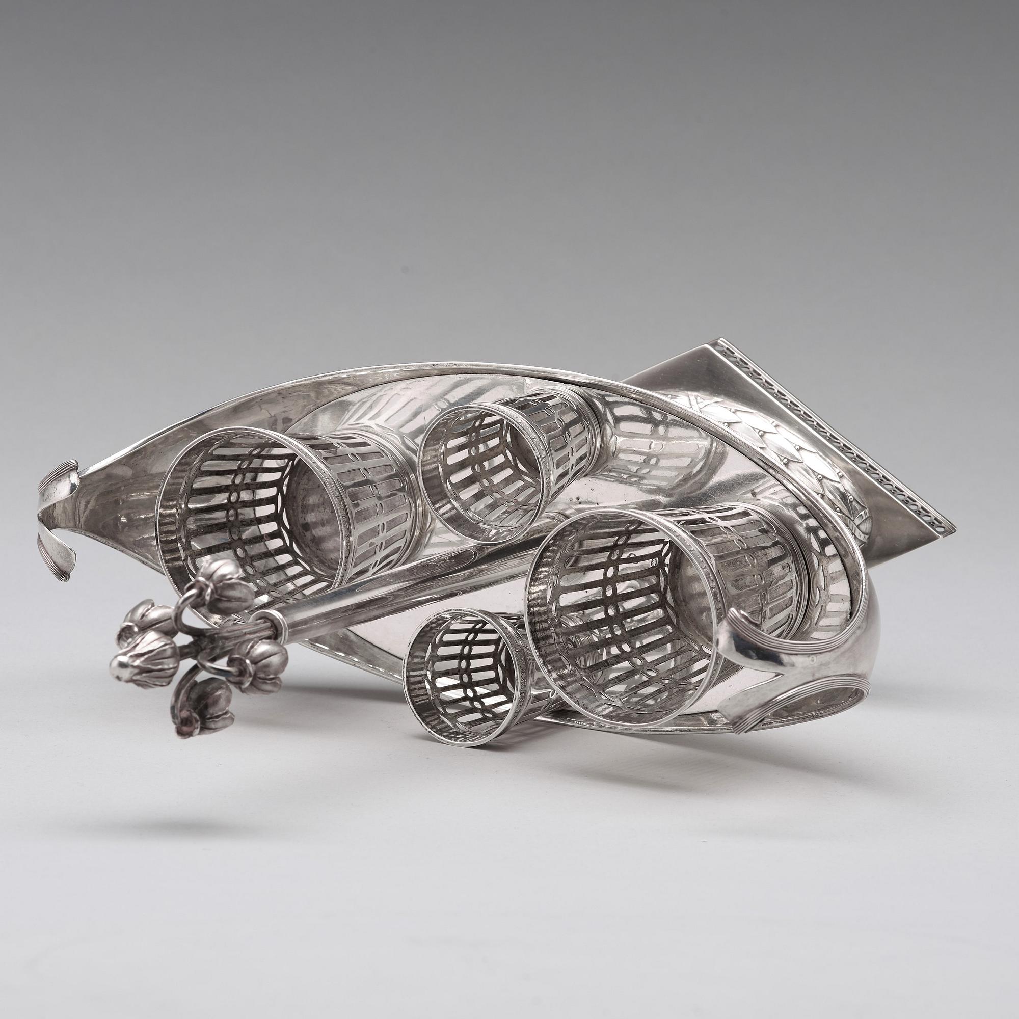 A Swedish late 18th century cruet-set, mark of Pehr Zethelius, Stockholm 1799.