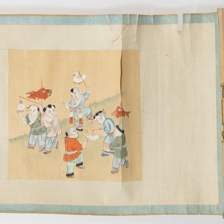 A painting of 'boys' at play by anonymous artist, late Qing dynasty.