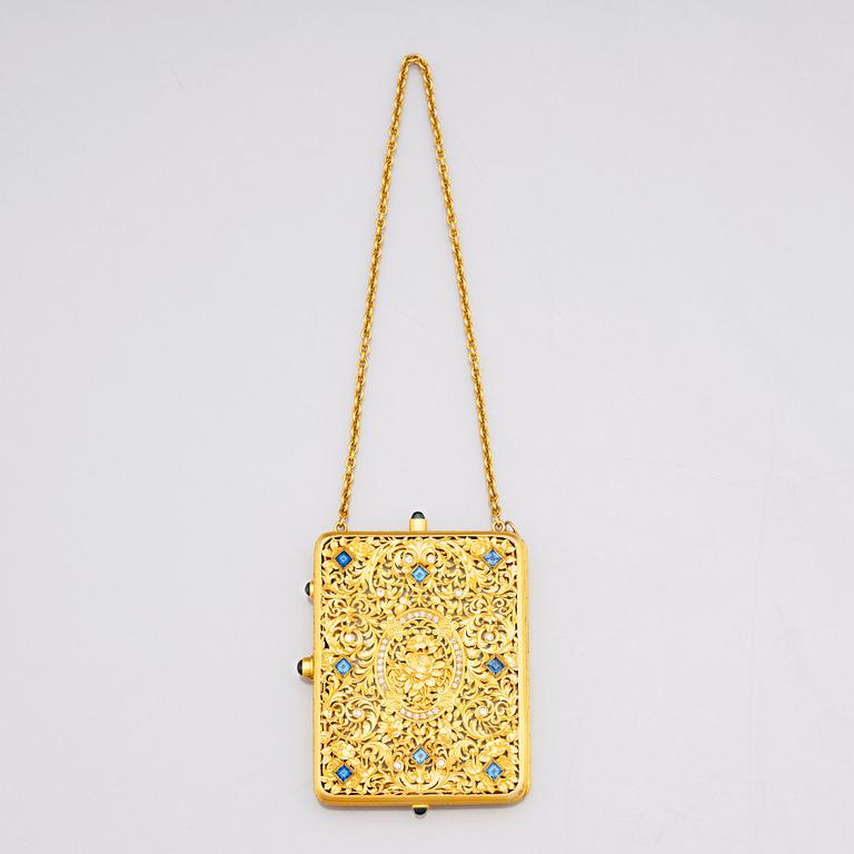 A gold and jeweled  Vanity Case, probably America 1910´s.