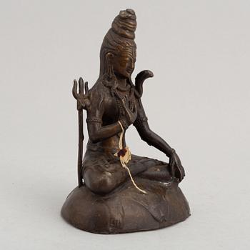 A seated bronze sculpture of the Hindu god Shiva, preusmably ca 1900.