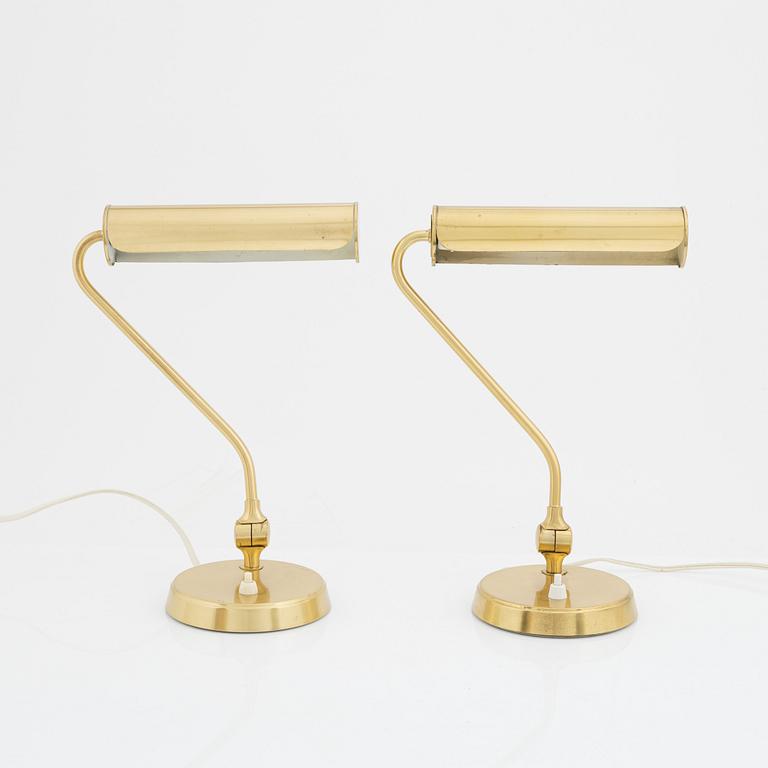 A pair of brass table lights, Falkenbergs belysning, second half of the 20th Century.