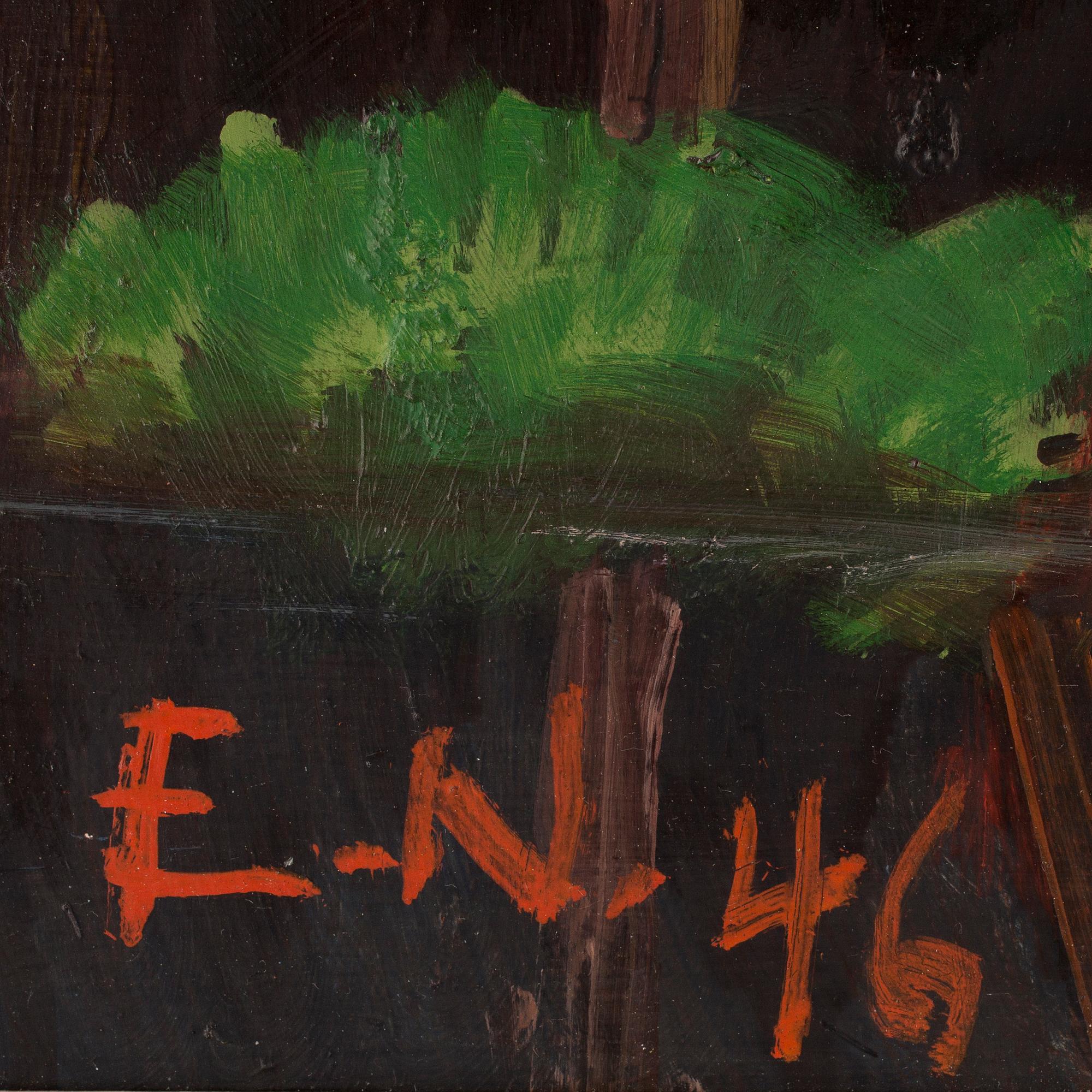 ERNST NORLIND, olja på pannå. Signerad.