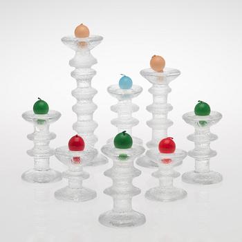 Eight 'Festivo' glass candlesticks, signed TS. Iittala.