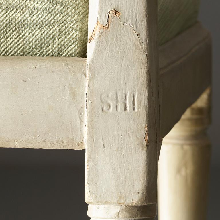 STOLAR, fyra stycken, av Johan Hammarström (mästare i Stockholm 1794-1812), sengustavianska.