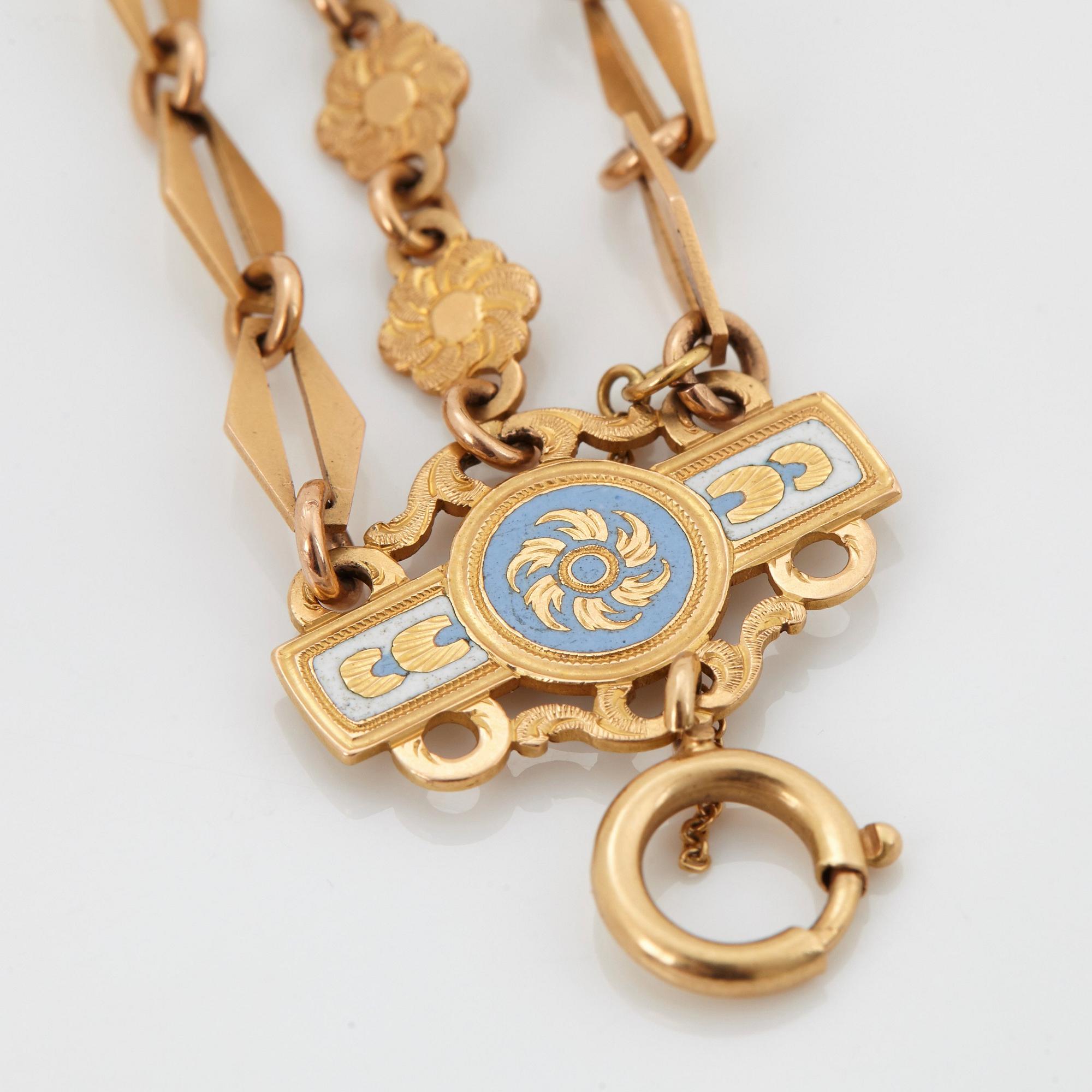 Chatelaine 18K guld med emalj.