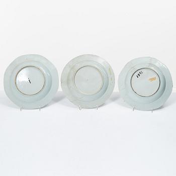 Nine blue and white porcelain plates, China, Qianlong (1736-95).