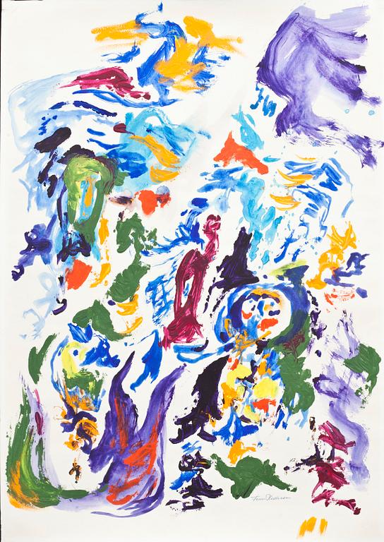 FINN PEDERSEN, akryl på papper. Signerad.