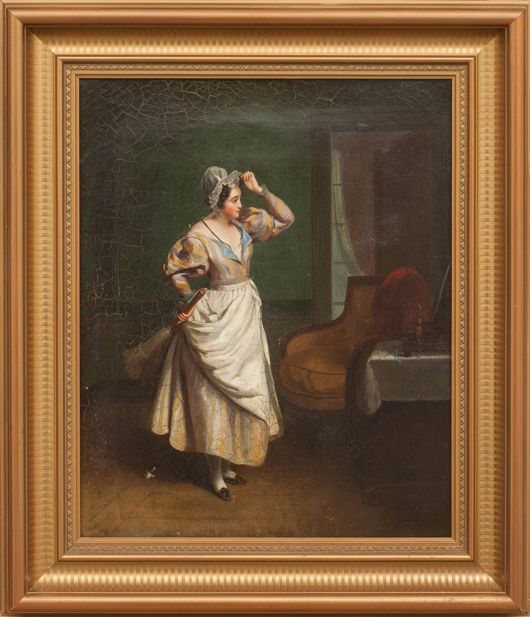 OKÄND KONSTNÄR,olja på duk, otydligt signerad. 1800-tal.