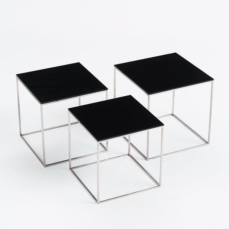 Poul Kjaerholm, a three-piece 'PK-71' nesting table, Fritz Hansen, Denmark, 2014.