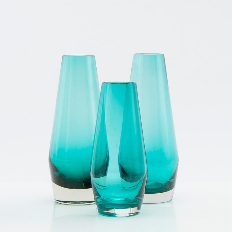 Tamara Aladin, vaser, 4 st, glas, Riihimäen Lasi, Finland,  1960/70-tal.