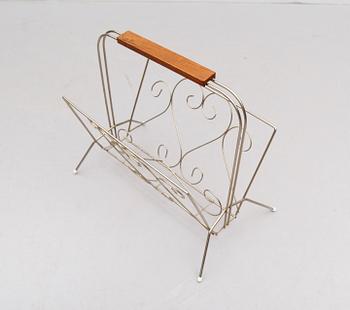 SERVERINGSVAGN OCH TIDSKRIFTSTÄLL, mässing, 1950-/60-tal.