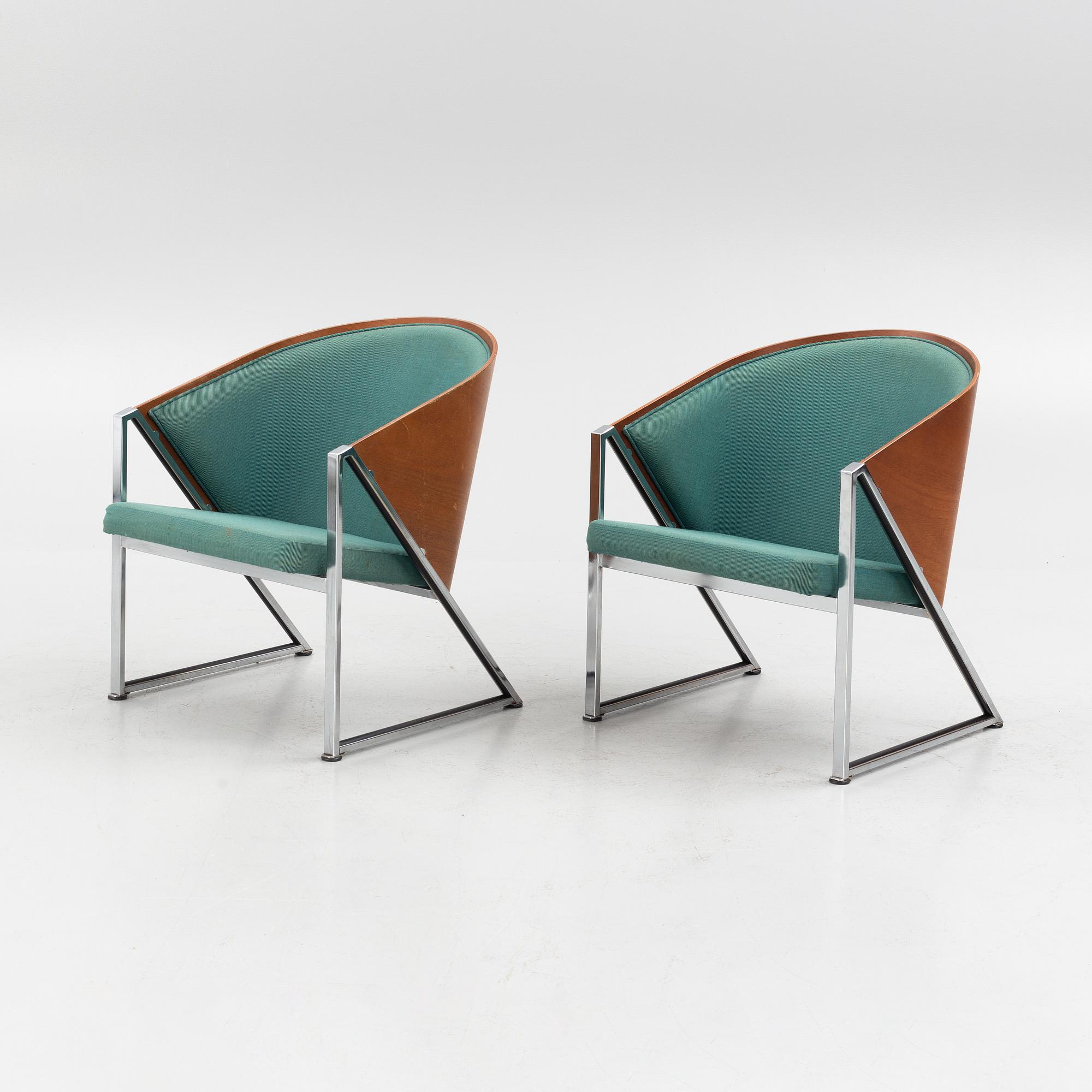 Jouko Järvisalo, a pair of "Mondi" armchairs, Inno Oy, Finland, 1980's.
