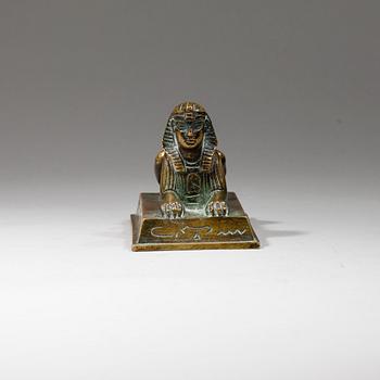PAPPERSTYNGD, Sfinx, brons, egyptisk stil, 1900-talets början.