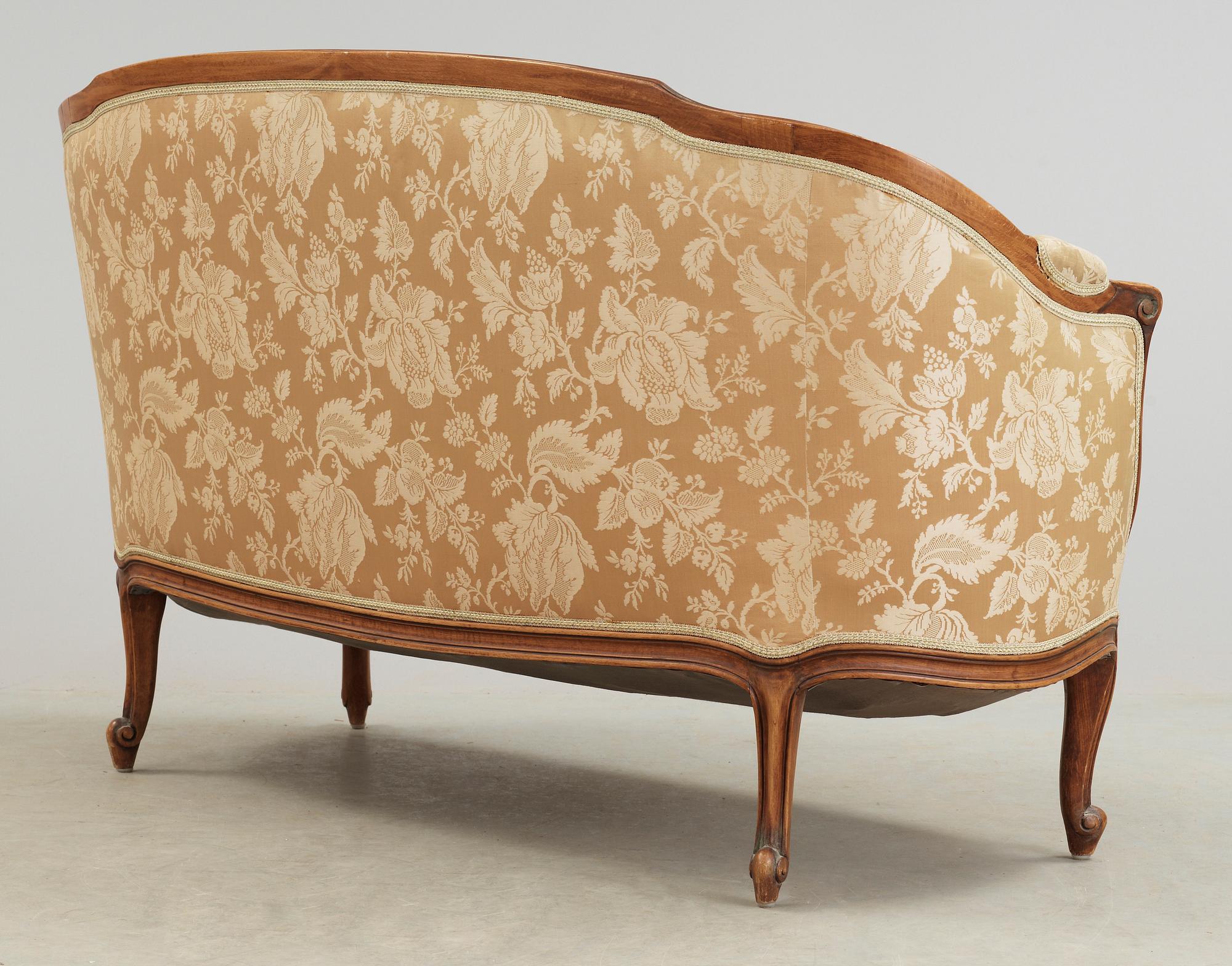 SOFFGRUPP, 3 delar, rokokostil, 1800-tal.