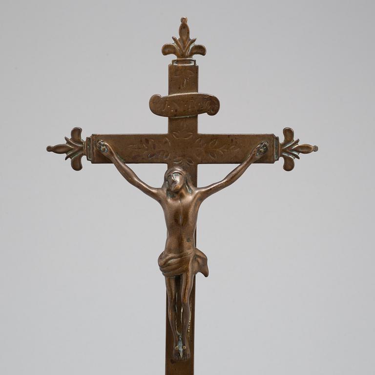 A bronze crucifix, possibly 17th century.