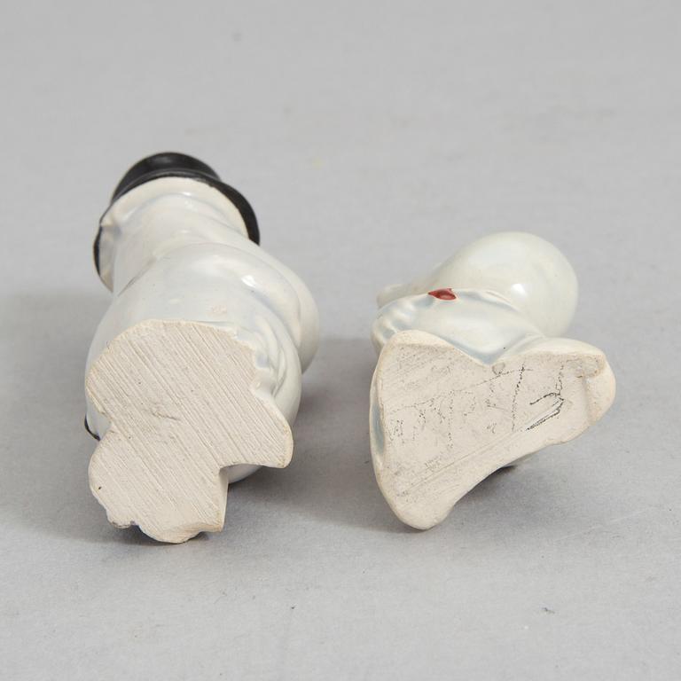 Two ceramic 'Moomin' figurines by Signe Hammarsten-Jansson, 1950's.