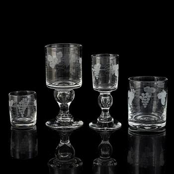 Glasservis, 33 delar, "Swedish Old", Reijmyre, 1900-tal.