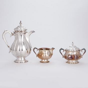KAFFESERVIS, silver, 3 delar,  NLD & Co, 1932, vikt 1463 gram.