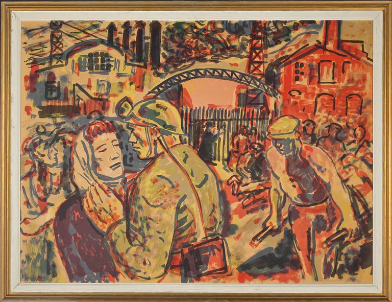 ALBIN AMELIN, färglitografi, signerad, daterad 56 och numrerad 15/150.